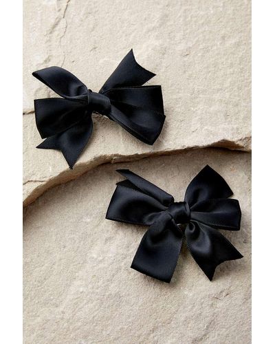 Urban Outfitters Nina satin bow hair clips 2-pack - Schwarz