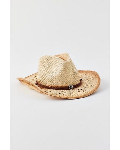Urban Outfitters Peyton Burnished Straw Cowboy Hat - White