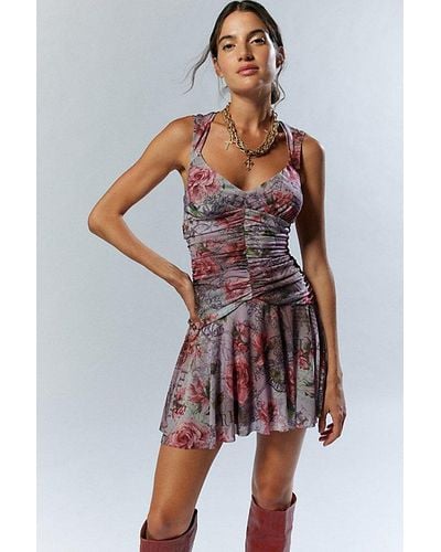 Urban Outfitters Uo Tish Drop-Waist Mini Dress - Multicolour