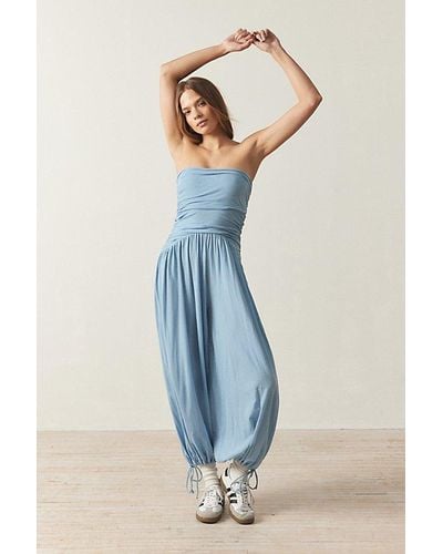 Out From Under Iris Ruched Strapless Tube Top Jumpsuit - Blue