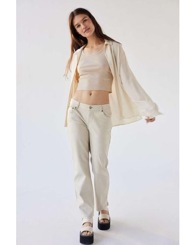 Urban Outfitters Uo Faux Leather Low-rise Cowboy Pant - White