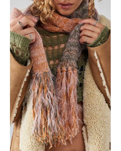 Urban Outfitters Uo Tallie Fluffy Space-dye Scarf - Brown