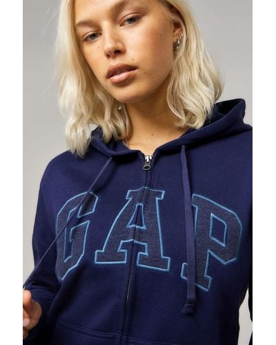 Gap Navy Logo Zip-up Hoodie - Blue