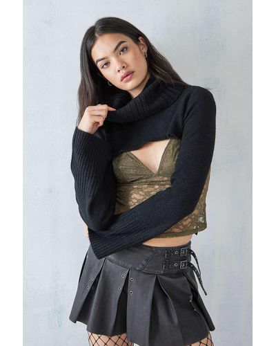 Urban Outfitters Uo Roll Neck Shrug Jumper - Black