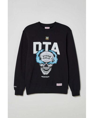 Mitchell & Ness Wwe Stone Cold Steve Austin Dta Crew Neck Sweatshirt In Black,at Urban Outfitters