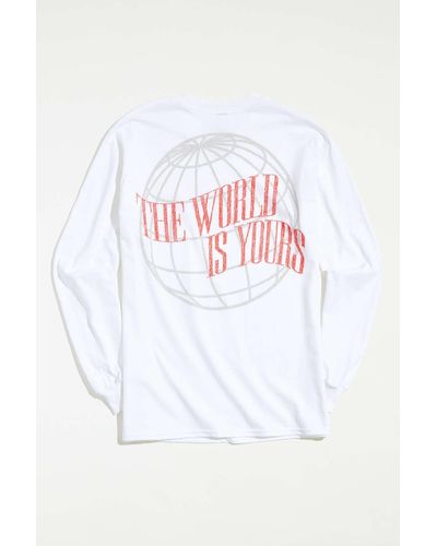 Urban Outfitters Scarface The World Is Yours Long Sleeve Tee - White