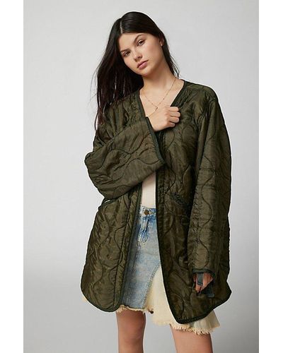 Urban Renewal Remade Overdyed Longline Quilted Jacket - Green