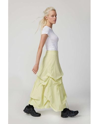 Urban Outfitters Uo Fiona Ruched Maxi Skirt In Lime,at - Multicolour