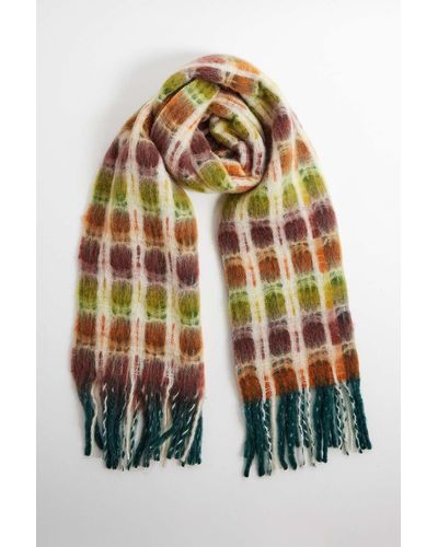 Urban Outfitters Window Check Blanket Scarf - White