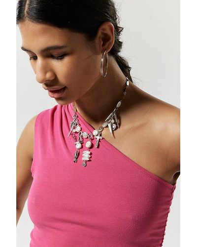 Urban Outfitters Karma Charm Necklace - Pink