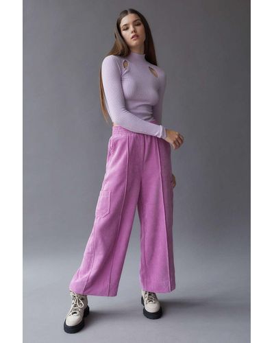 Urban Outfitters Uo Drapey Corduroy Wide Leg Pant - Pink