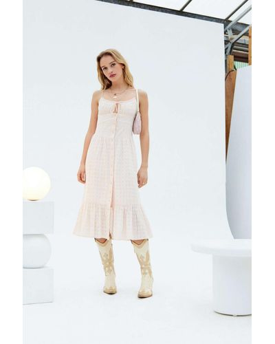 Urban Outfitters Uo Mila Broderie Midi Dress In Pink At - White