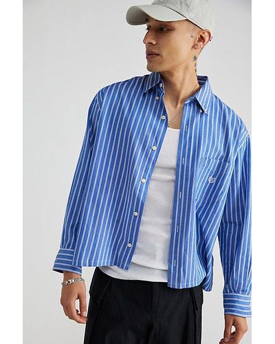 Urban Renewal Remade Clean Finish Cropped Button-Down Shirt - Blue
