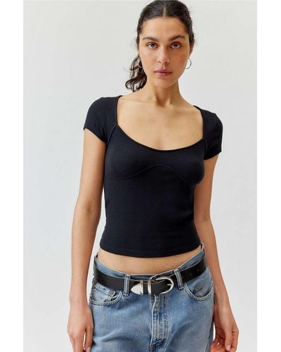Urban Outfitters Uo Greta Cap Sleeve T-shirt - Black
