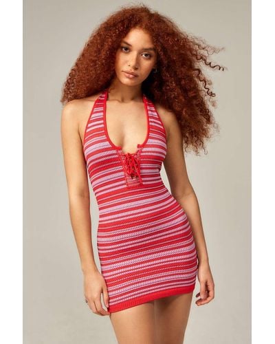 Urban Outfitters Uo Cici Halterneck Mini Dress - Red
