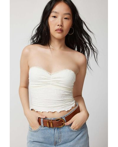 Out From Under Flora Seamless Lace-trim Tube Top - White