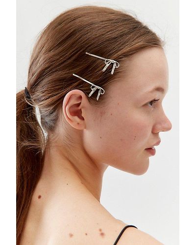 Urban Outfitters Metal Bow Slide Barrette Set - Brown