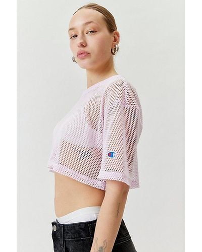 Champion Uo Exclusive Mesh Cropped Tee Top - Pink