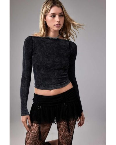 Urban Outfitters Uo Alicia Backless Long Sleeve T-shirt - Black