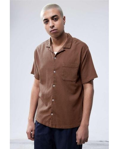 Urban Outfitters Uo Brown Crinkle Shirt
