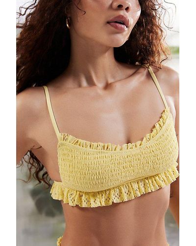 Out From Under Beach Picnic Smocked Bikini Top - Yellow
