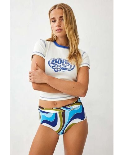 Roxy X Out From Under Printed Boyshorts - Blue
