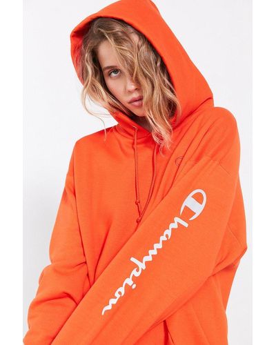 Champion + Uo Powerblend Reflective Hoodie Sweatshirt - Orange