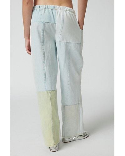 Urban Renewal Remade Bleached Patchwork Denim Pull-On Pant - Blue