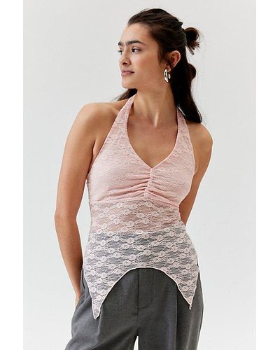 Urban Renewal Remnants Witchy Hem Halter Top - Pink