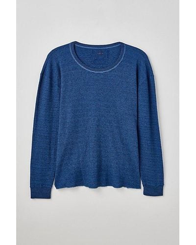 Urban Renewal Remade Overdyed Thermal Long Sleeve Tee - Blue