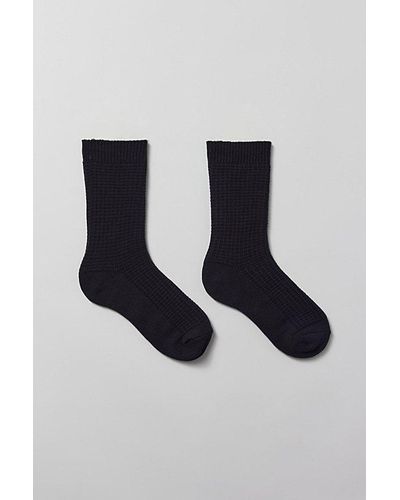 Urban Outfitters Waffle Crew Sock - Blue