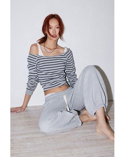 Out From Under Off-The-Shoulder Pullover Sweatshirt - Grey