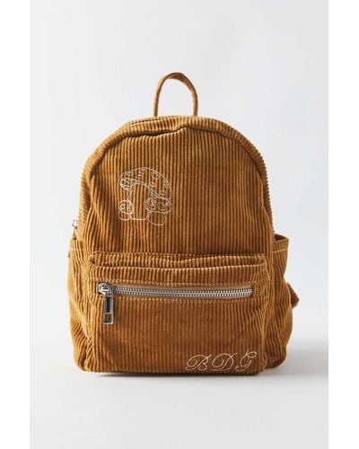BDG Embroidered Mini Corduroy Backpack - Brown