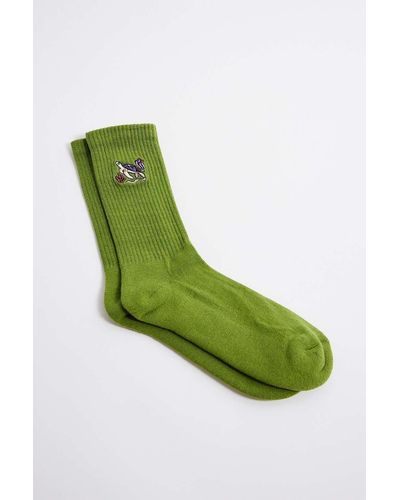 Urban Outfitters Uo Green Turtle Embroidered Socks