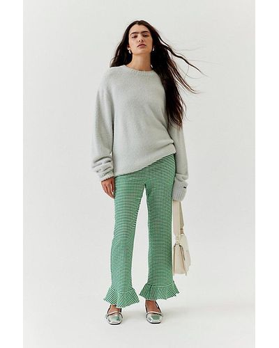 Urban Outfitters Uo Daphne Printed Ruffle Flare Pant - Green