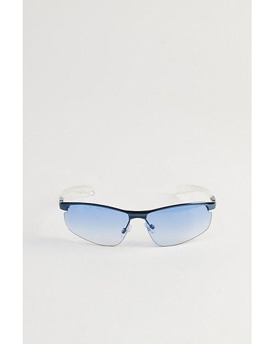 Urban Outfitters Nikko Metal Shield Sunglasses - Blue