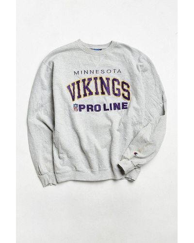 Urban Outfitters Vintage Champion Minnesota Vikings Pro Line Crew Neck Sweatshirt - Gray