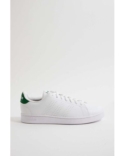 adidas White & Green Advantage Court Trainers