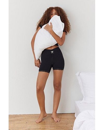 Out From Under Seamless Lace Trim Bike Short - Black