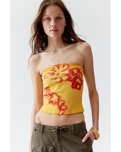 Urban Outfitters Washed Floral Tube Top - Multicolor