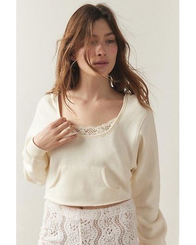 Out From Under Jayden Lace-Trim Hoodie Sweatshirt - Natural