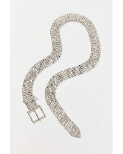 Urban Outfitters Rhinestone Belt - White