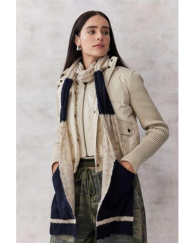 Urban Outfitters Uo Stripe Pocket Scarf - Natural