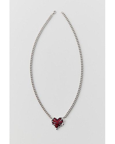 Urban Outfitters Aamon Statement Heart Necklace - White