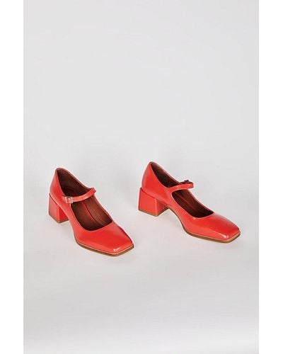 INTENTIONALLY ______ Christopher Leather Mary Jane Heel - Red