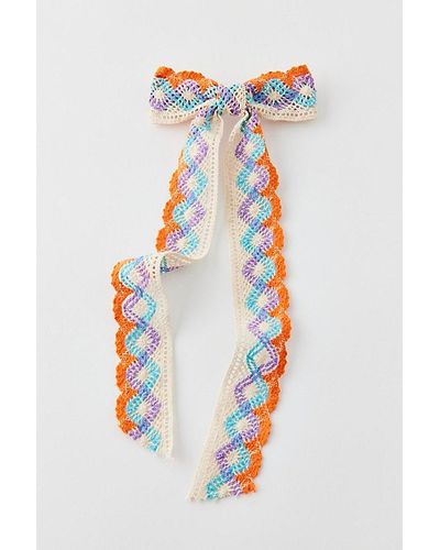 Urban Outfitters Long Crochet Hair Bow Barrette - Orange