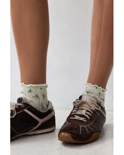 Out From Under Ditsy Floral Pointelle Socks - Brown