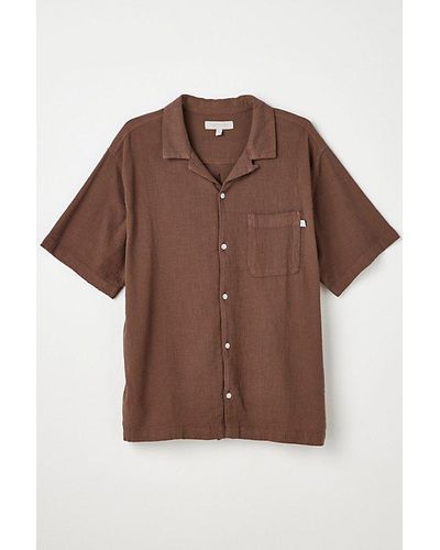 Standard Cloth Liam Crinkle Cut Shirt Top - Brown