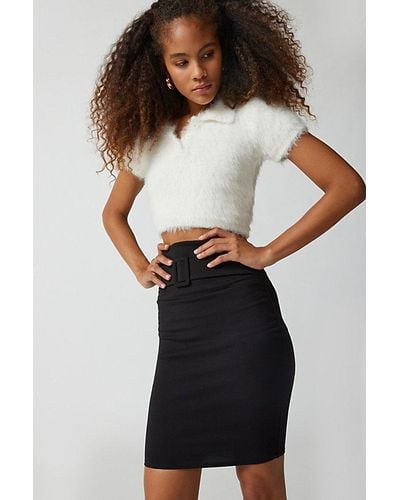 Urban Outfitters Uo Amy High-Waisted Belted Mini Skirt - Black