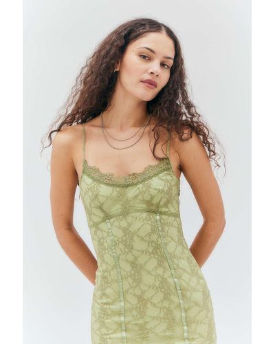 Daisy Street Lace Midi Dress - Green
